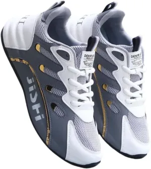 Men's Road Running Shoes - Stylish Geometric Pattern, Breathable Mesh Upper & Durable Rubber Sole, Lace-Up Closure, Low-Top Design for All-Season Outdoor Activities