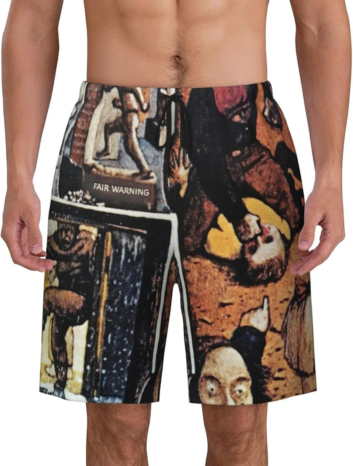 Mens Shorts Bathing for Van.1986 Halen Beach Pants,Beach Board Shorts Surf Quick Dry Breathable with Pocket Mesh Lining