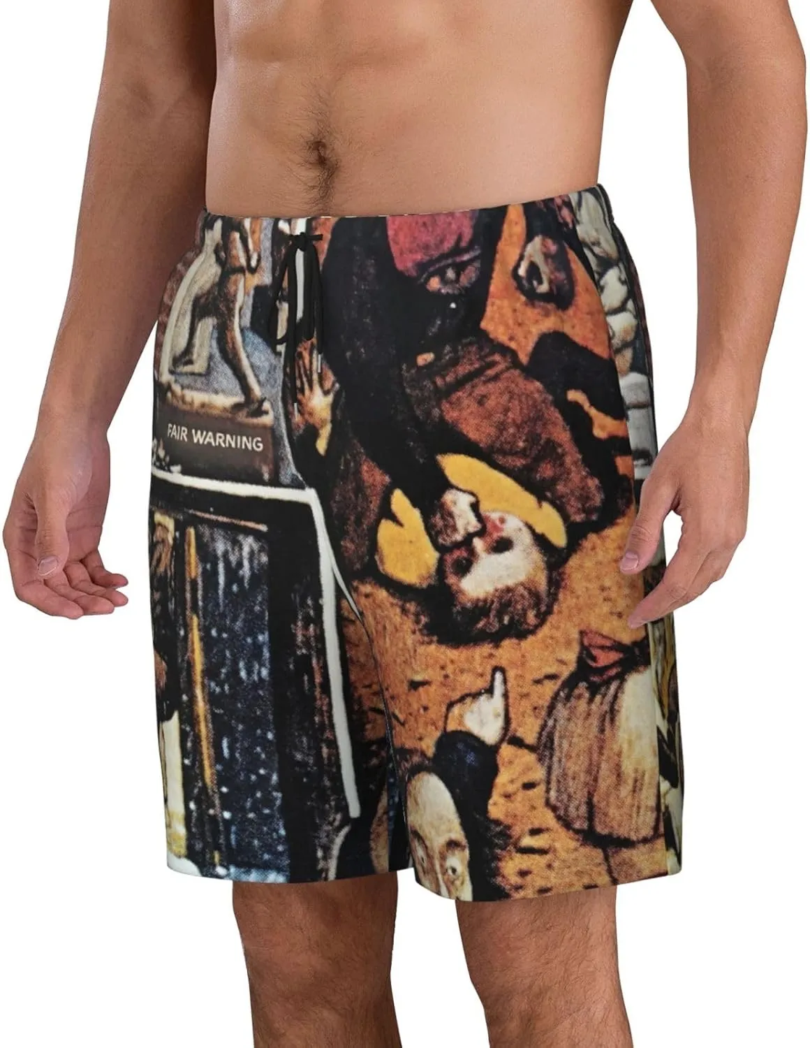 Mens Shorts Bathing for Van.1986 Halen Beach Pants,Beach Board Shorts Surf Quick Dry Breathable with Pocket Mesh Lining