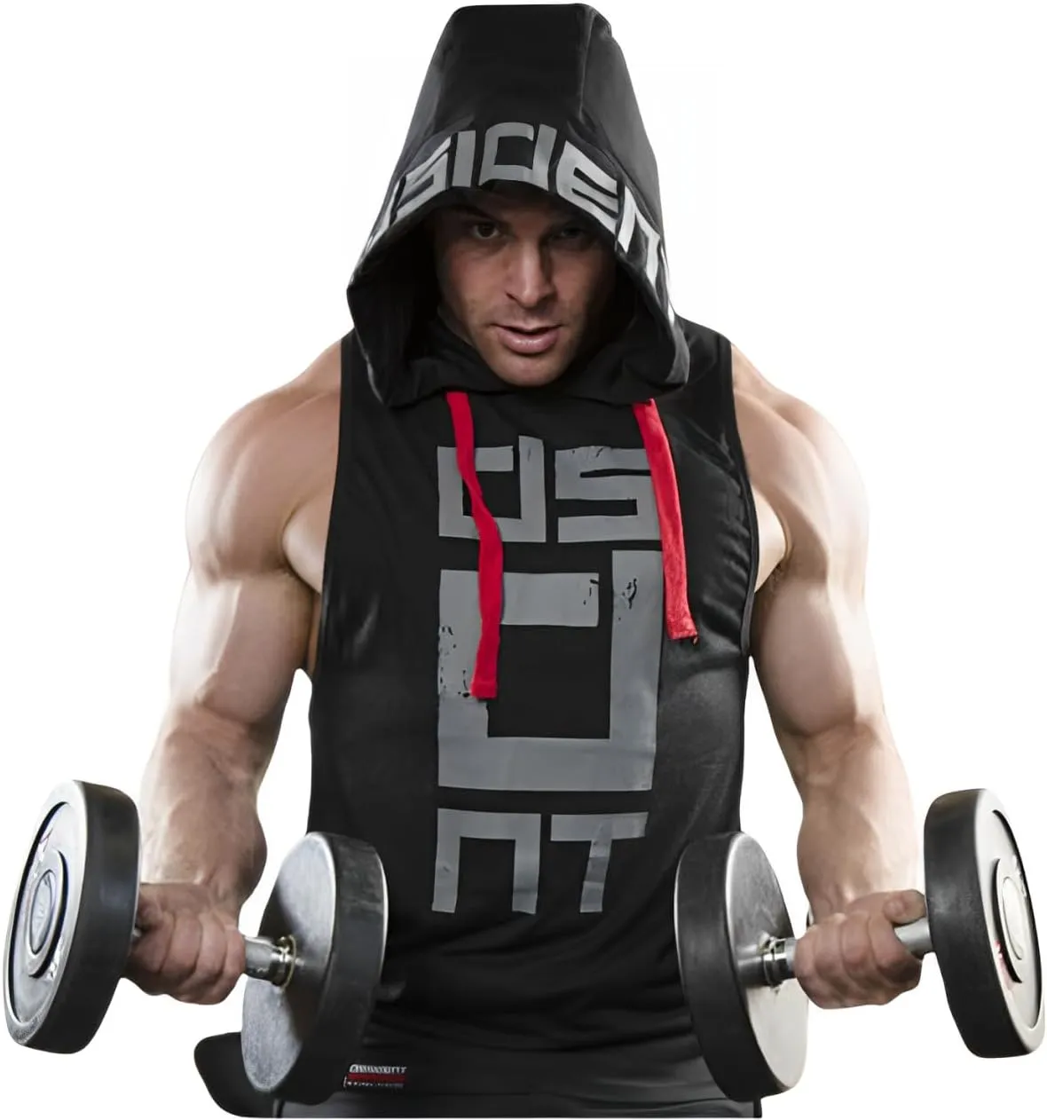 Men's Sports Fitness Vest for Outdoor Running and Training, Sleeveless Hooded Loose Fit Tank Top