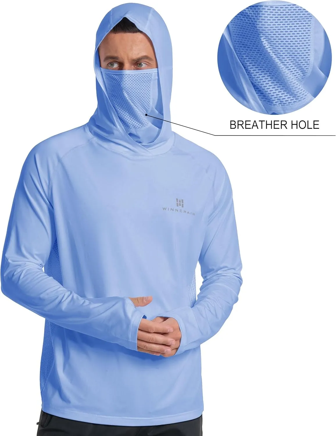 Men's Sun Protection Hoodie Loose Fit UPF 50  Long Sleeve Shirt SPF Lightweight Fishing Hiking Rash Guard