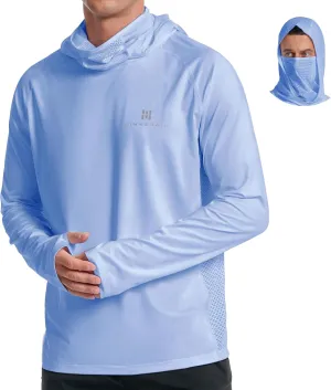 Men's Sun Protection Hoodie Loose Fit UPF 50  Long Sleeve Shirt SPF Lightweight Fishing Hiking Rash Guard