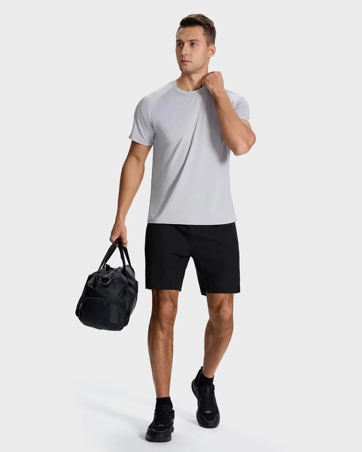 Men's Sun Protection Shirts Lightweight Athletic Quick Dry Rash Guard Cooling Tee with Silver Ion Tech