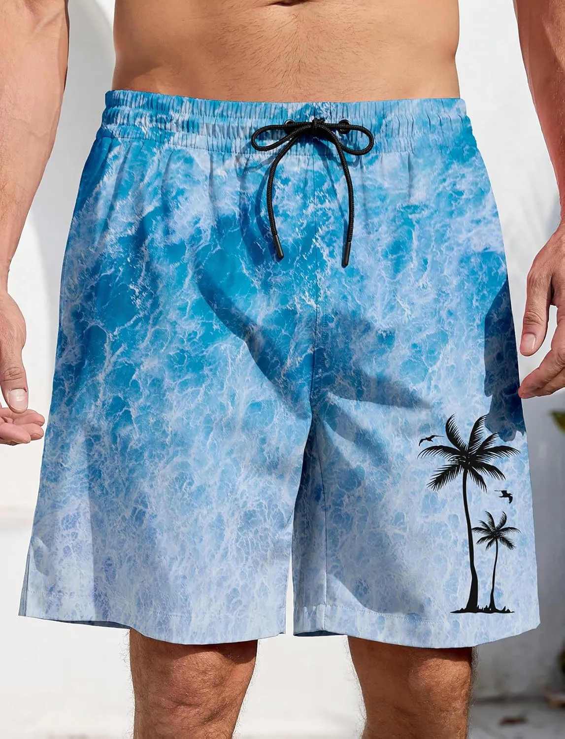 Men's Swim Trunks Hawaiian Bathing Mesh Lining Suit Swimsuits Beach Shorts with Pockets