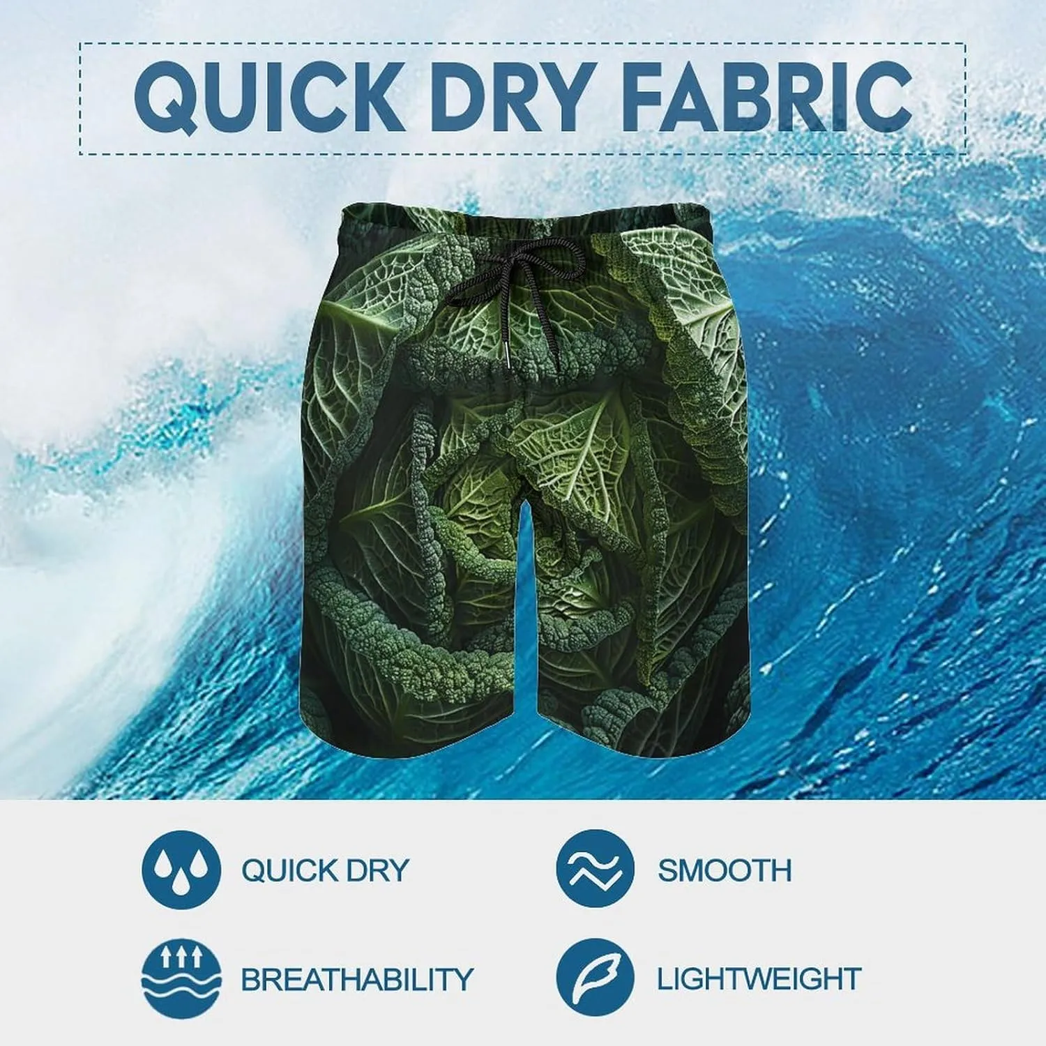 Mens Swim Trunks Quick Dry Swim Shorts with Mesh Lining Beach Shorts Extra Large Cabbage Swimwear Bathing Suits