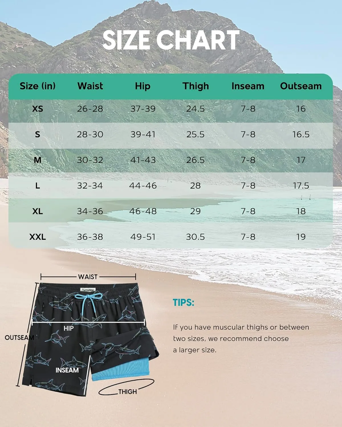 Mens Swim Trunks with Compression Liner Stretch 7" Bathing Suit Beach Shorts
