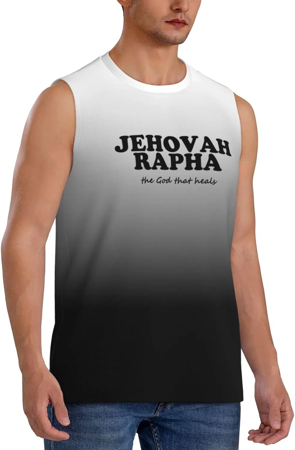 Men's Tank Top Jehovah Rapha The God Who Heals Sleeveless Muscle T Shirts Gym Workout Tank Tops Summer Beach Tanks,