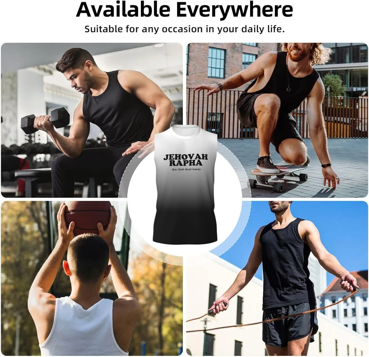 Men's Tank Top Jehovah Rapha The God Who Heals Sleeveless Muscle T Shirts Gym Workout Tank Tops Summer Beach Tanks,