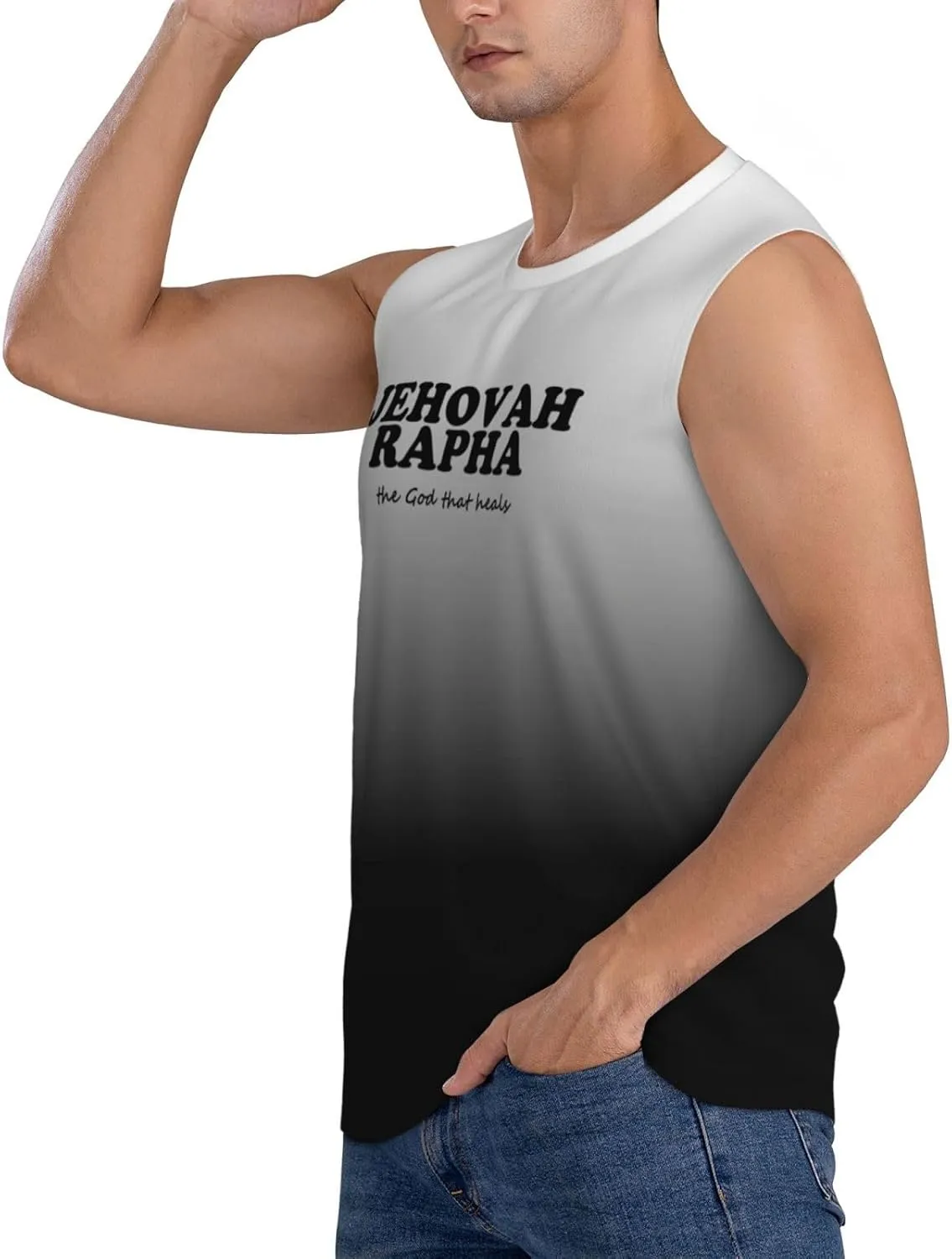 Men's Tank Top Jehovah Rapha The God Who Heals Sleeveless Muscle T Shirts Gym Workout Tank Tops Summer Beach Tanks,