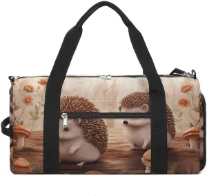 Mens Womens Gym Bag, Nature Lovely Hedgehog Lovers Print Duffle Bags,travel Gym Duffle Bag,garment Duffle Bag,gym Bag with Shoe Compartment