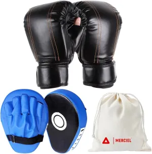 MERCIEL Pro Training Boxing Gloves and Boxing Punching Mitts for Adults – Comprehensive Boxing Set Adult Men and Women for Training, Muay Thai, MMA, Kickboxing, and Heavy Bag Work