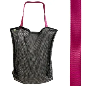 Mesh Beach Bag - Black with Pink Handles