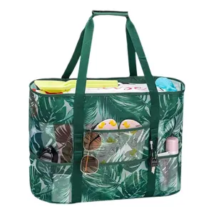 Mesh Beach Bag - Foldable Zippered and Breathable Tote