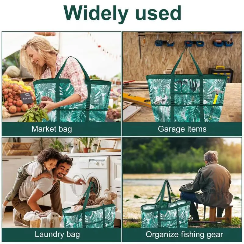 Mesh Beach Bag - Foldable Zippered and Breathable Tote