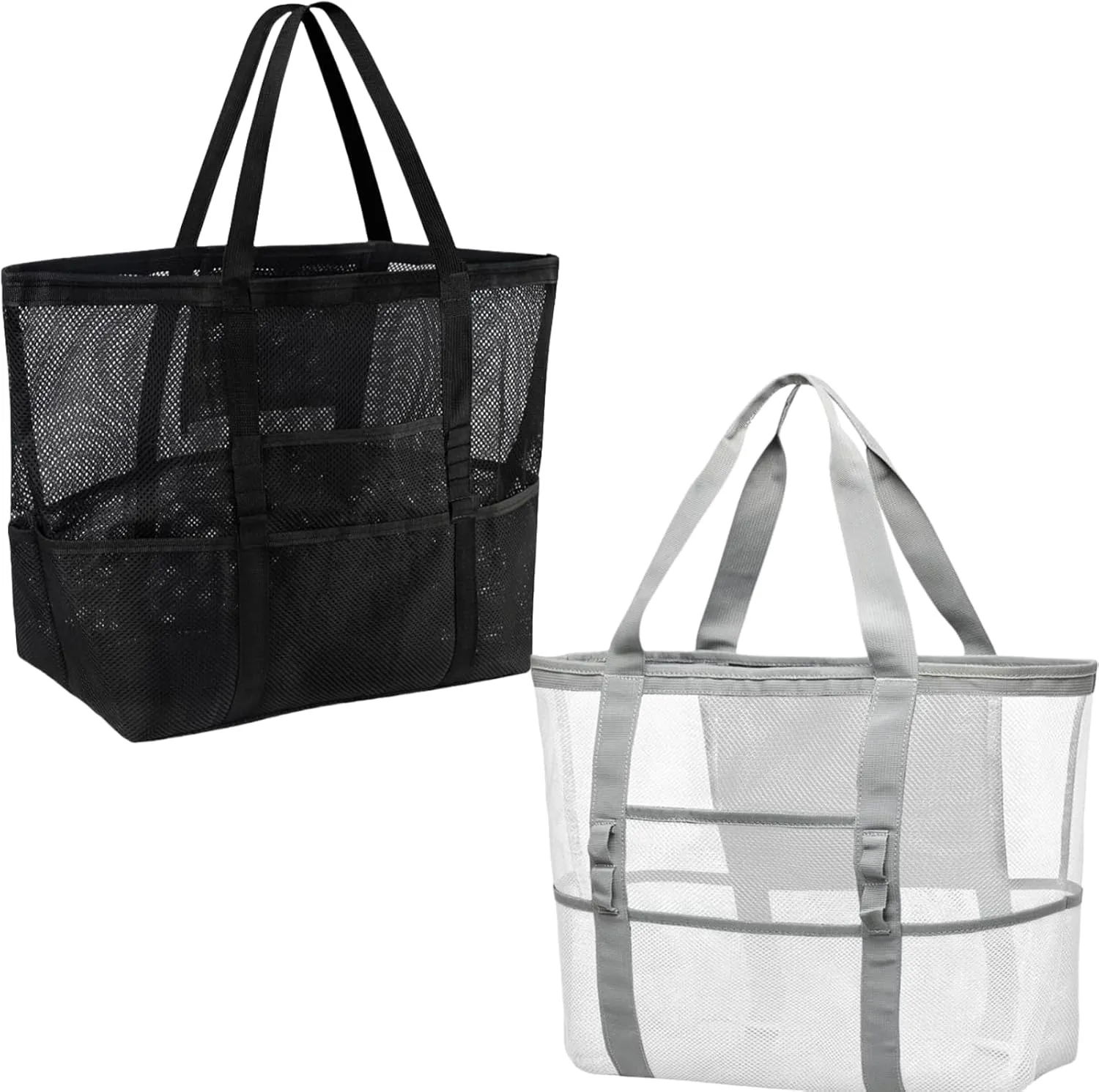 Mesh Beach Bag, Large Beach Tote, Pool Bag for Beach/Pool Trip Essential 2pieces