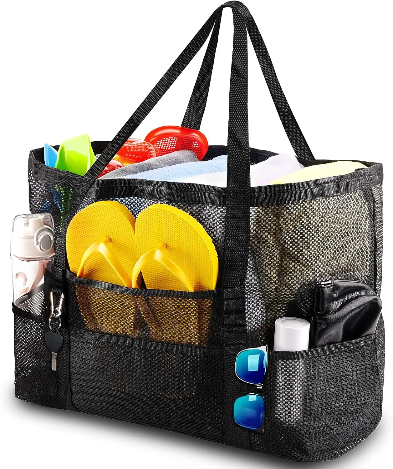 Mesh Beach Bag - Large Tote Bag for Family, Toys & Vacation Essentials