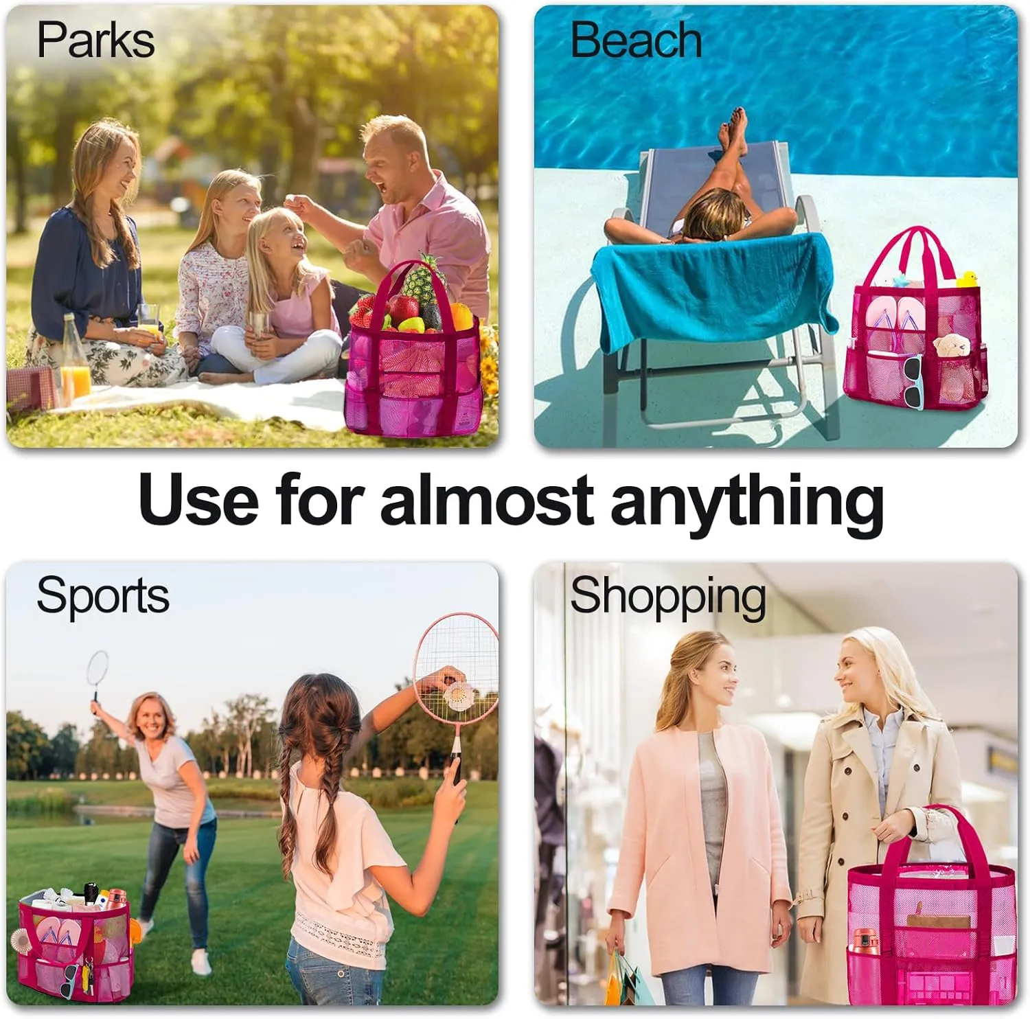 Mesh Beach Bags for Women - Plus Waterproof Sandproof Tote Bag