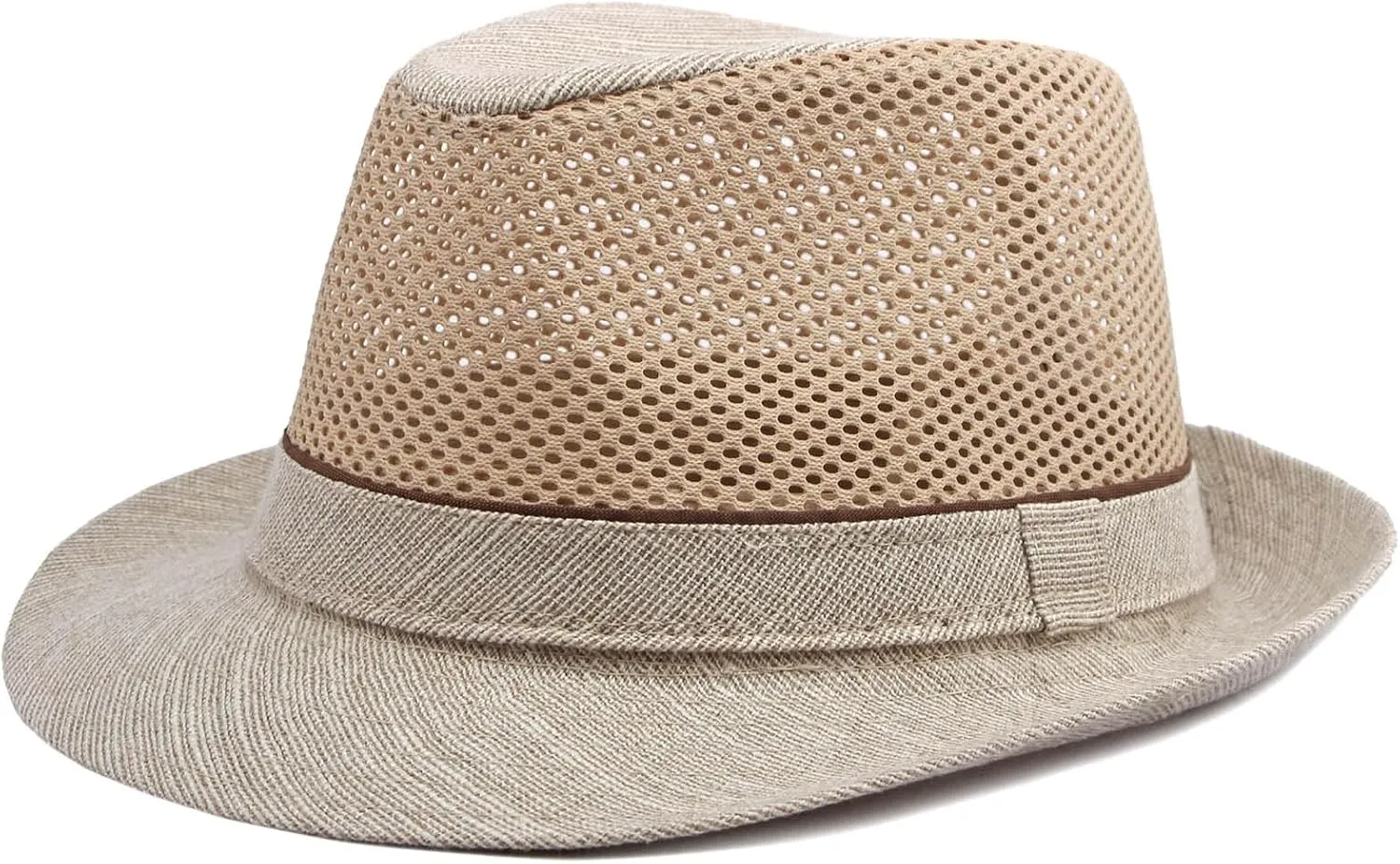 Mesh Fedora Hat for Men Summer Fedora Hats Trilby Hat Sun Beach Hat Panama Hat, 55-61cm