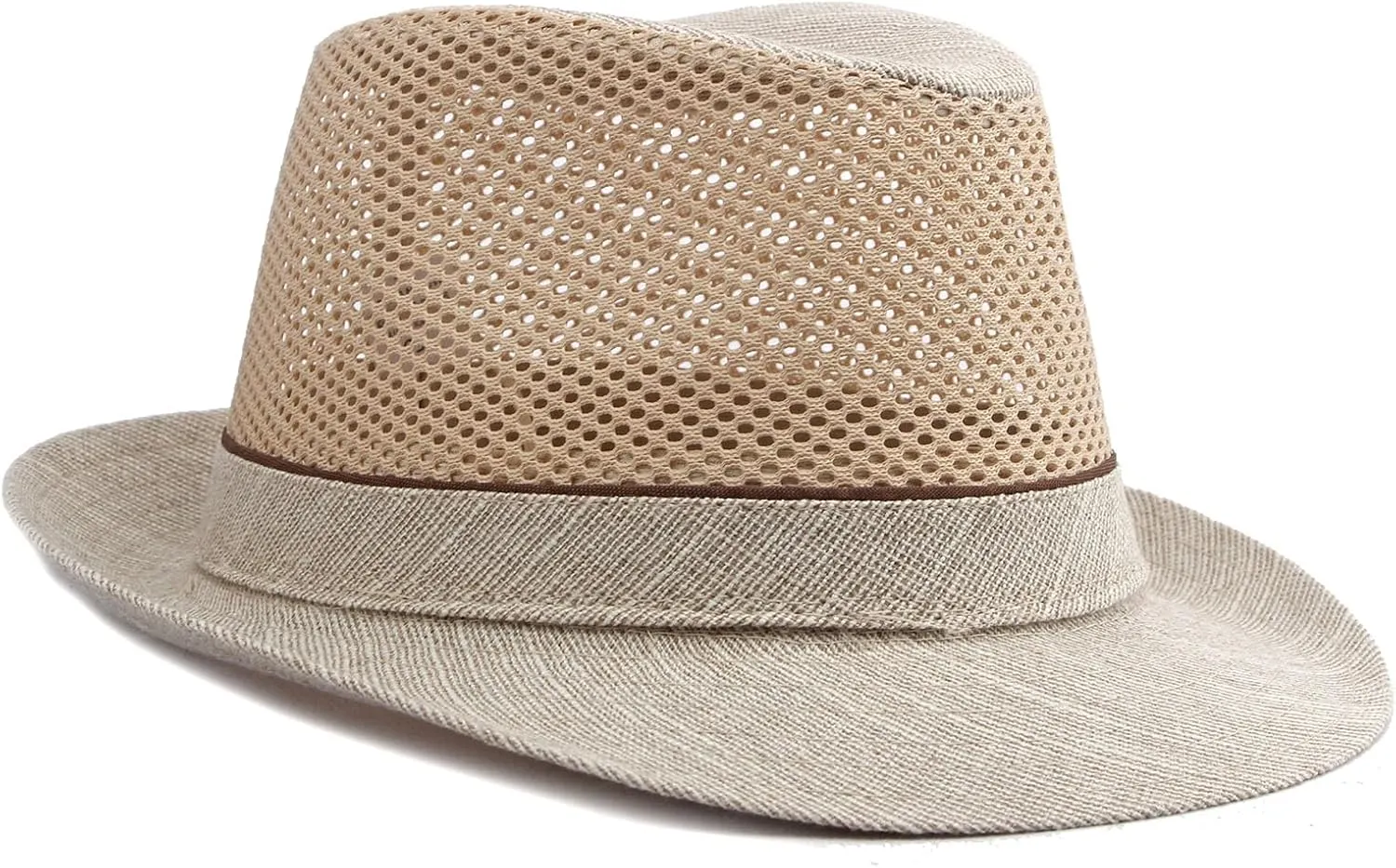 Mesh Fedora Hat for Men Summer Fedora Hats Trilby Hat Sun Beach Hat Panama Hat, 55-61cm