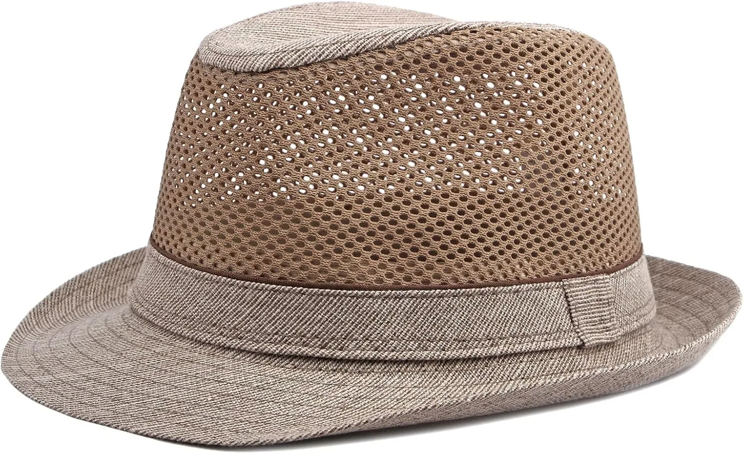 Mesh Fedora Hat for Men Summer Fedora Hats Trilby Hat Sun Beach Hat Panama Hat, 55-61cm