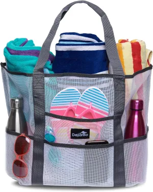 Mesh Sand Free Bag - Strong Lightweight Bag For Beach & Vacation Essentials. Tons of Storage!