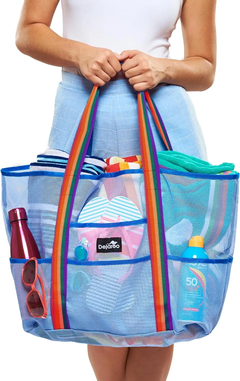 Mesh Sand Free Bag - Strong Lightweight Bag For Beach & Vacation Essentials. Tons of Storage!