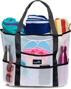 Mesh Sand Free Bag - Strong Lightweight Bag For Beach & Vacation Essentials. Tons of Storage!