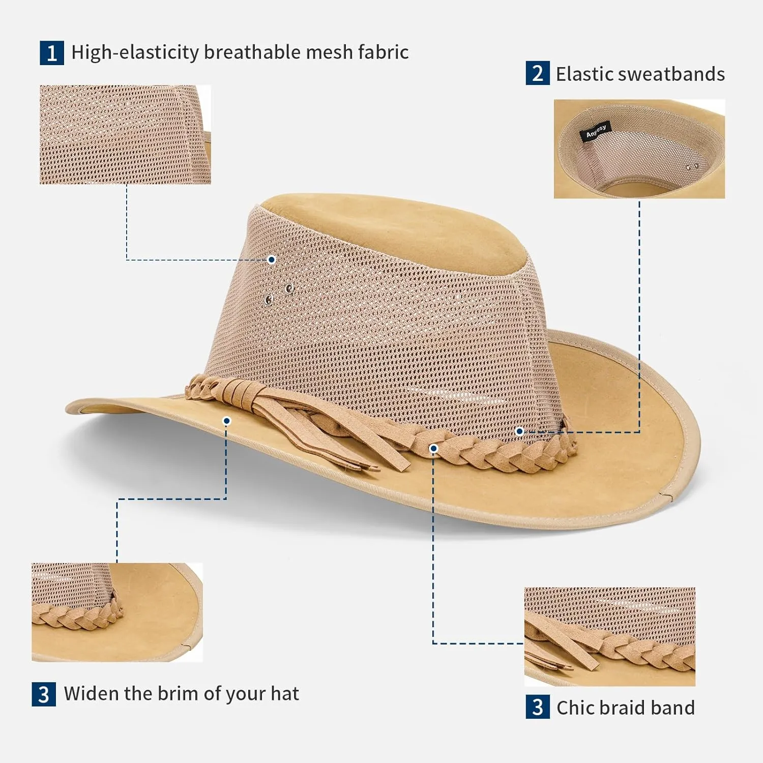Mesh Sun Hat for Men Golf Soaker Hats Summer Beach Safari Wide Brim Fishing Cap Outdoor