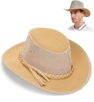 Mesh Sun Hat for Men Golf Soaker Hats Summer Beach Safari Wide Brim Fishing Cap Outdoor