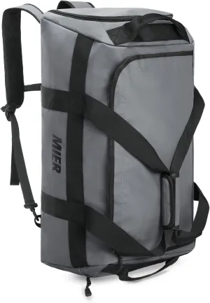 MIER Gym Bag for Men Large Duffel Backpack with Shoe Compartment, 60L Convertible Duffle Bags Weekender Overnight Bag for Gym Sports Travel, Gray