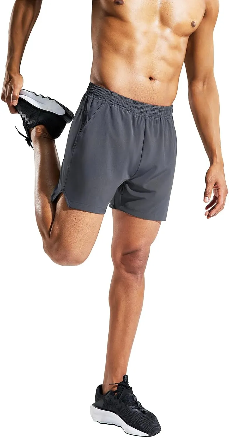 MIER Men's 5 Inch Running Athletic Shorts with Pockets Quick Dry Lightweight Gym Workout Shorts, Elastic Waist