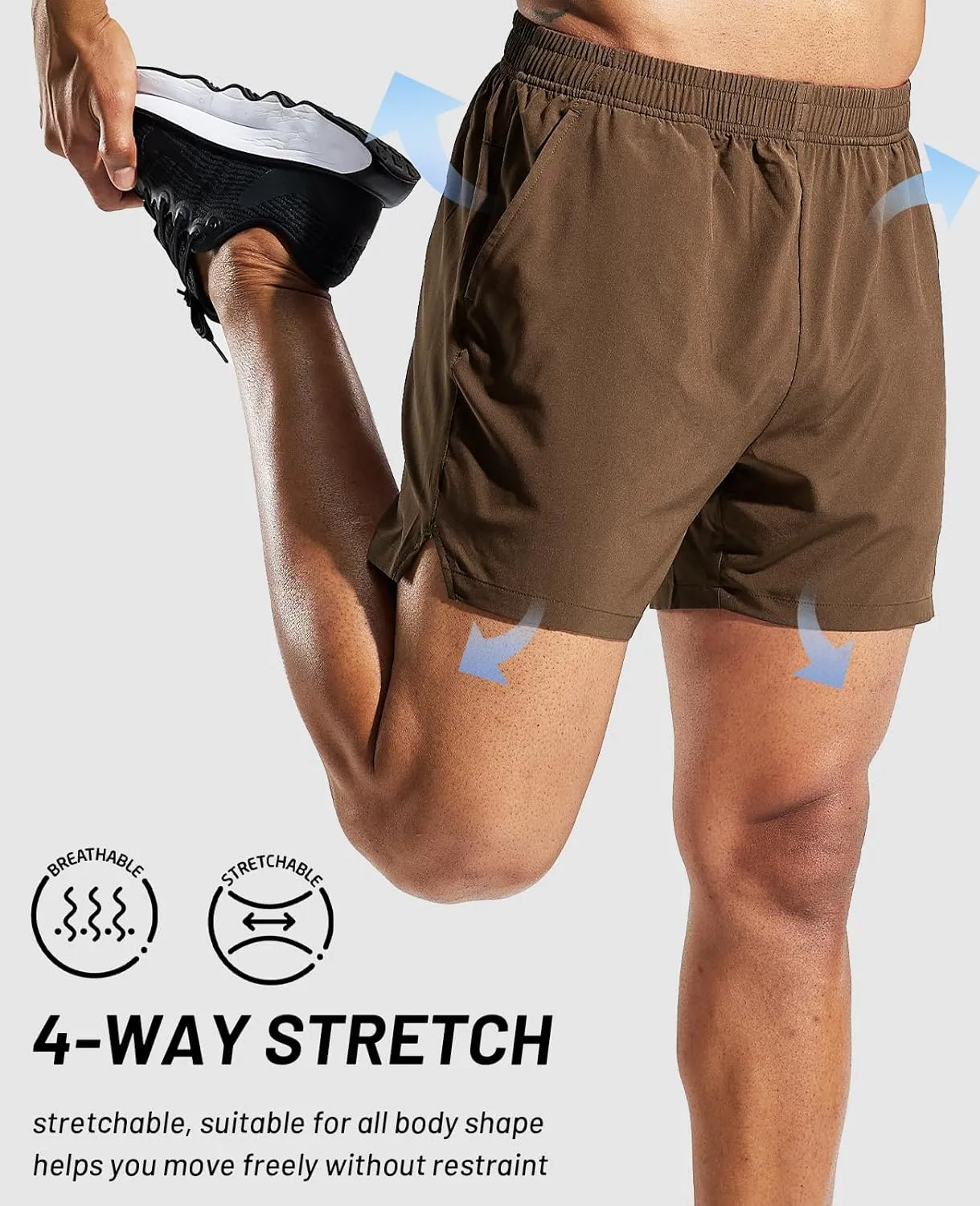MIER Men's 5 Inch Running Athletic Shorts with Pockets Quick Dry Lightweight Gym Workout Shorts, Elastic Waist