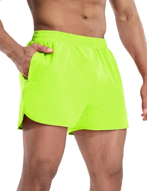 MIER Men’s Athletic Running Shorts with Brief Liner 3 Inch Quick Dry Lined Shorts with Zipper Pockets for Gym Workout