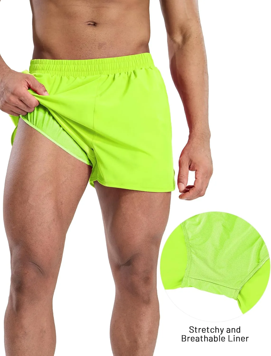 MIER Men’s Athletic Running Shorts with Brief Liner 3 Inch Quick Dry Lined Shorts with Zipper Pockets for Gym Workout