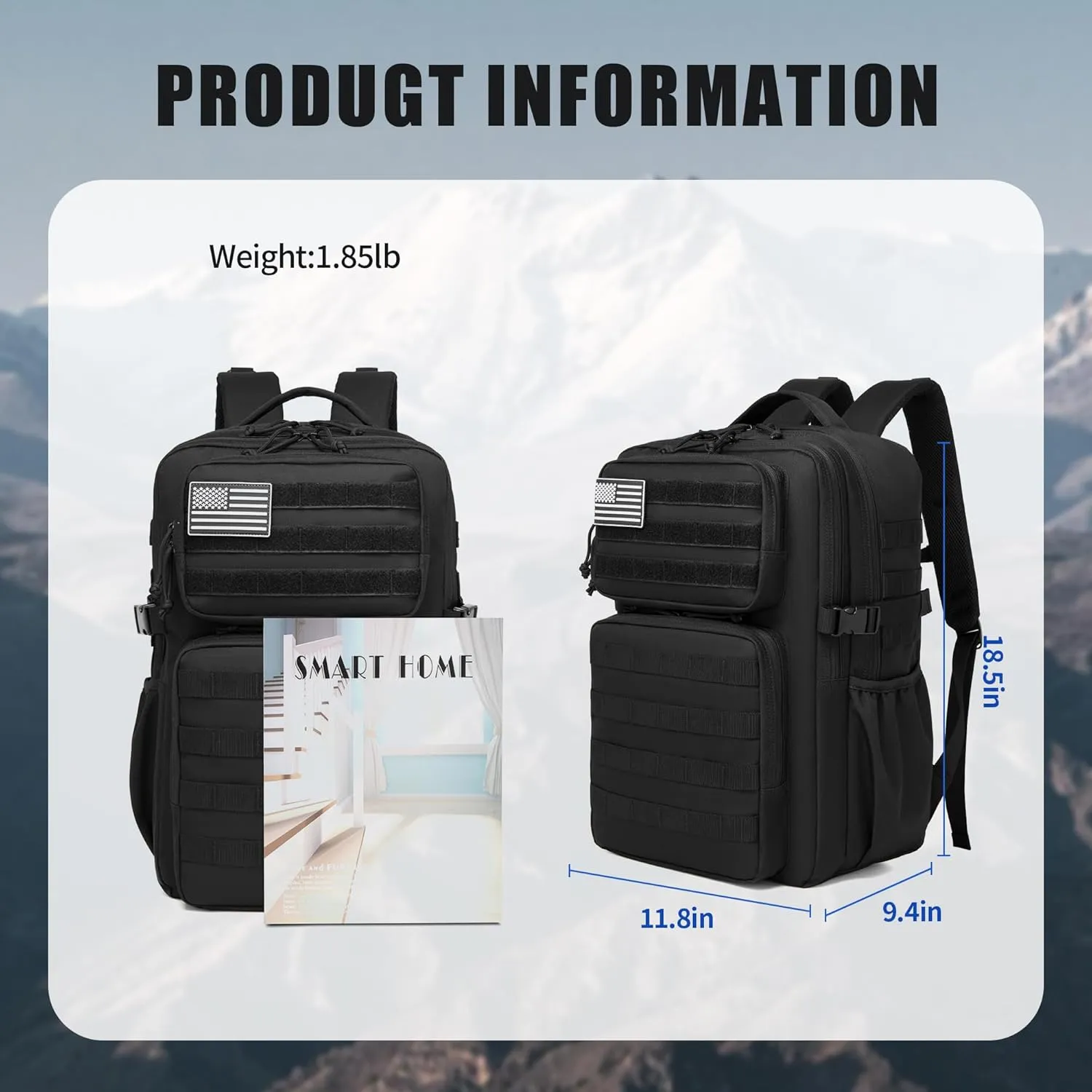 Military Tactical Backpack for Men Waterproof Daypack 3 Day Assault Pack Molle Bag with Water Bottle Holder