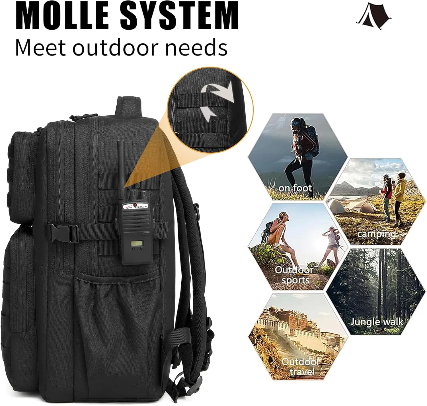 Military Tactical Backpack for Men Waterproof Daypack 3 Day Assault Pack Molle Bag with Water Bottle Holder