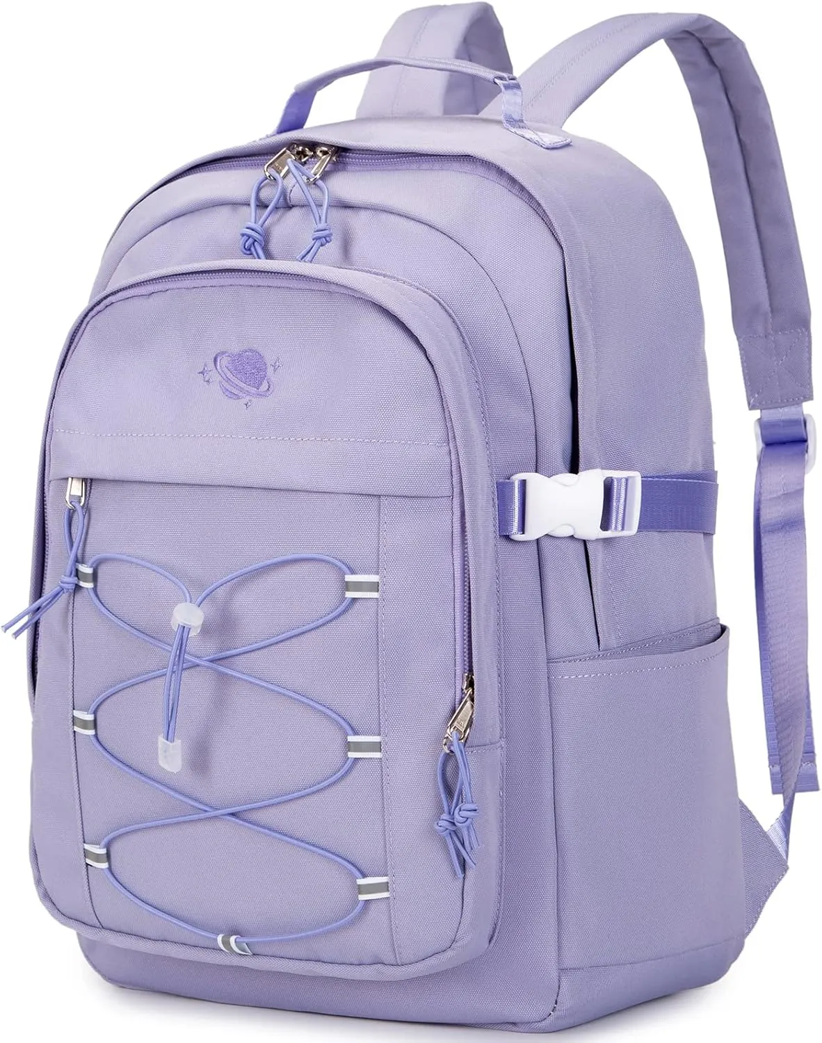 MIRLEWAIY Children School Bag Laptop Backpack Teen Girl School Backpack Women Bookbag Student Daypack with Planet embroidery, Taro purple