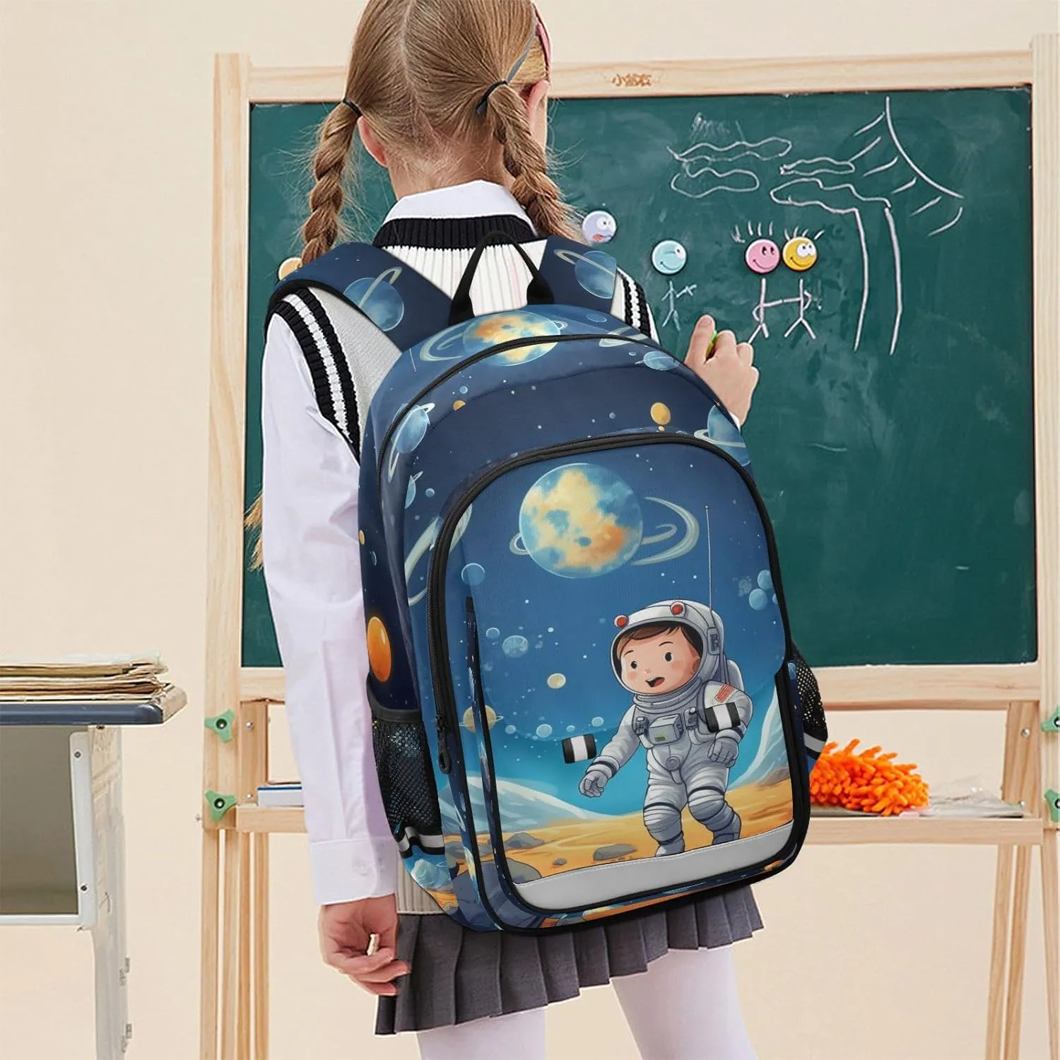 MNSRUU Backpack for School Astronauts and Space Planets Laptop Backpack Womens Travel Backpack Mens Casual Daypack Backpack Fits 15.6 Inch Laptop Waterproof