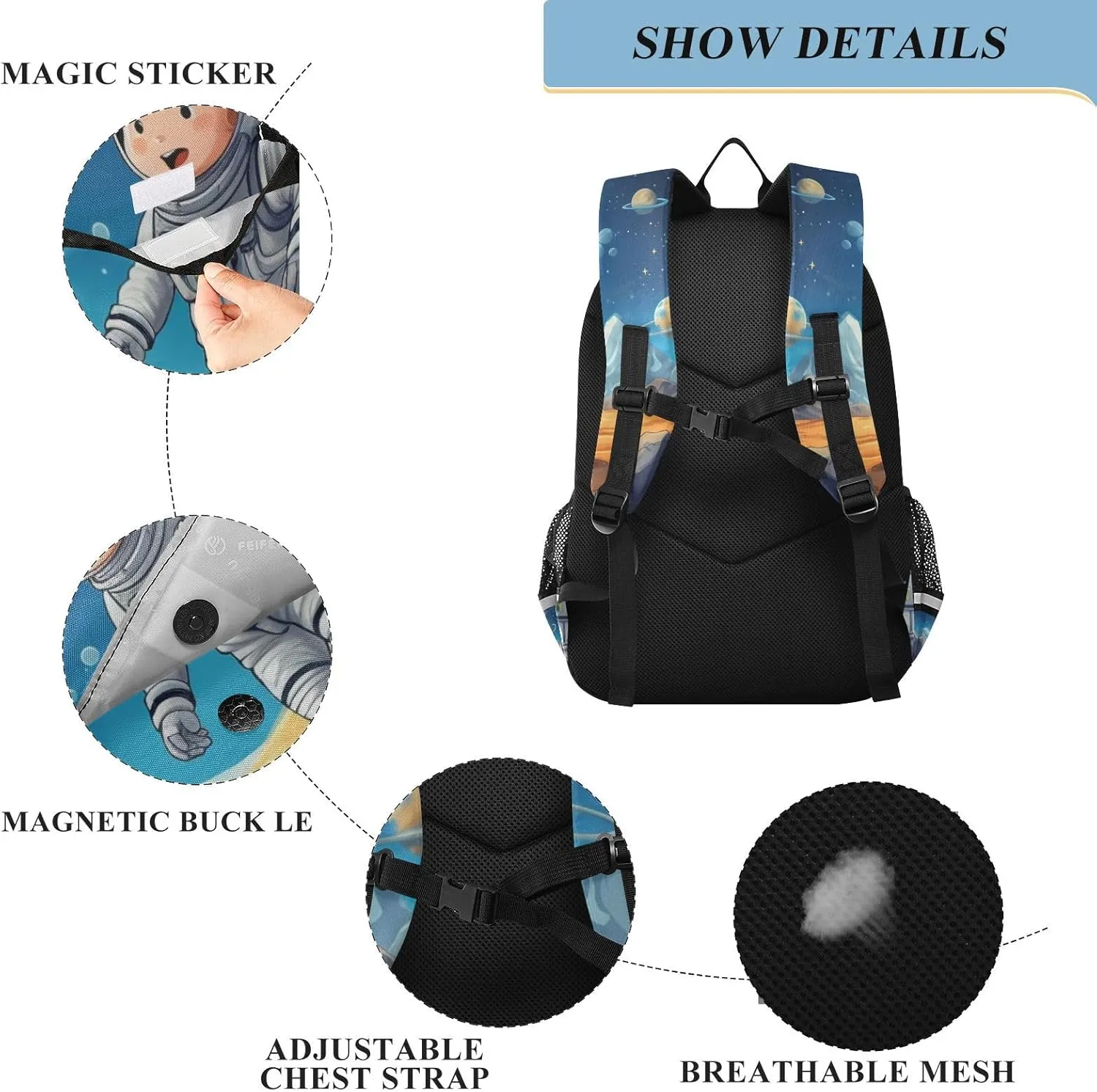 MNSRUU Backpack for School Astronauts and Space Planets Laptop Backpack Womens Travel Backpack Mens Casual Daypack Backpack Fits 15.6 Inch Laptop Waterproof