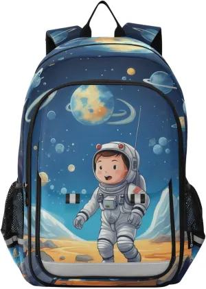 MNSRUU Backpack for School Astronauts and Space Planets Laptop Backpack Womens Travel Backpack Mens Casual Daypack Backpack Fits 15.6 Inch Laptop Waterproof