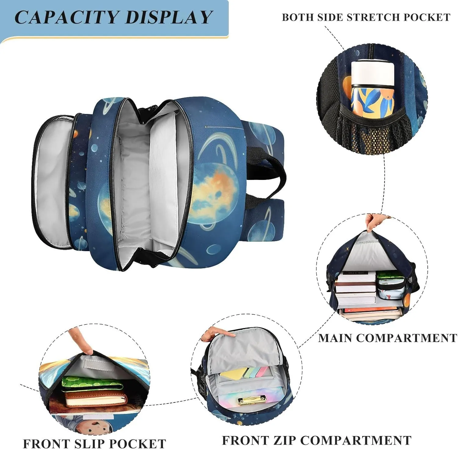 MNSRUU Backpack for School Astronauts and Space Planets Laptop Backpack Womens Travel Backpack Mens Casual Daypack Backpack Fits 15.6 Inch Laptop Waterproof