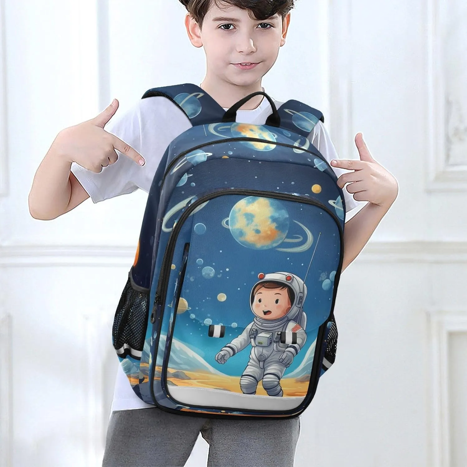 MNSRUU Backpack for School Astronauts and Space Planets Laptop Backpack Womens Travel Backpack Mens Casual Daypack Backpack Fits 15.6 Inch Laptop Waterproof