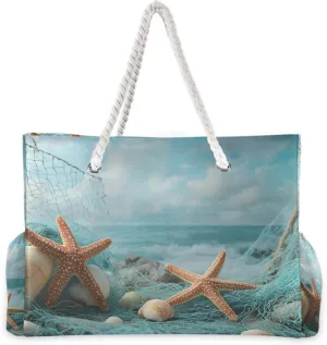 MNSRUU Large Beach Bag for Women, Summer Ocean Tote Travel Gym Swim Bag