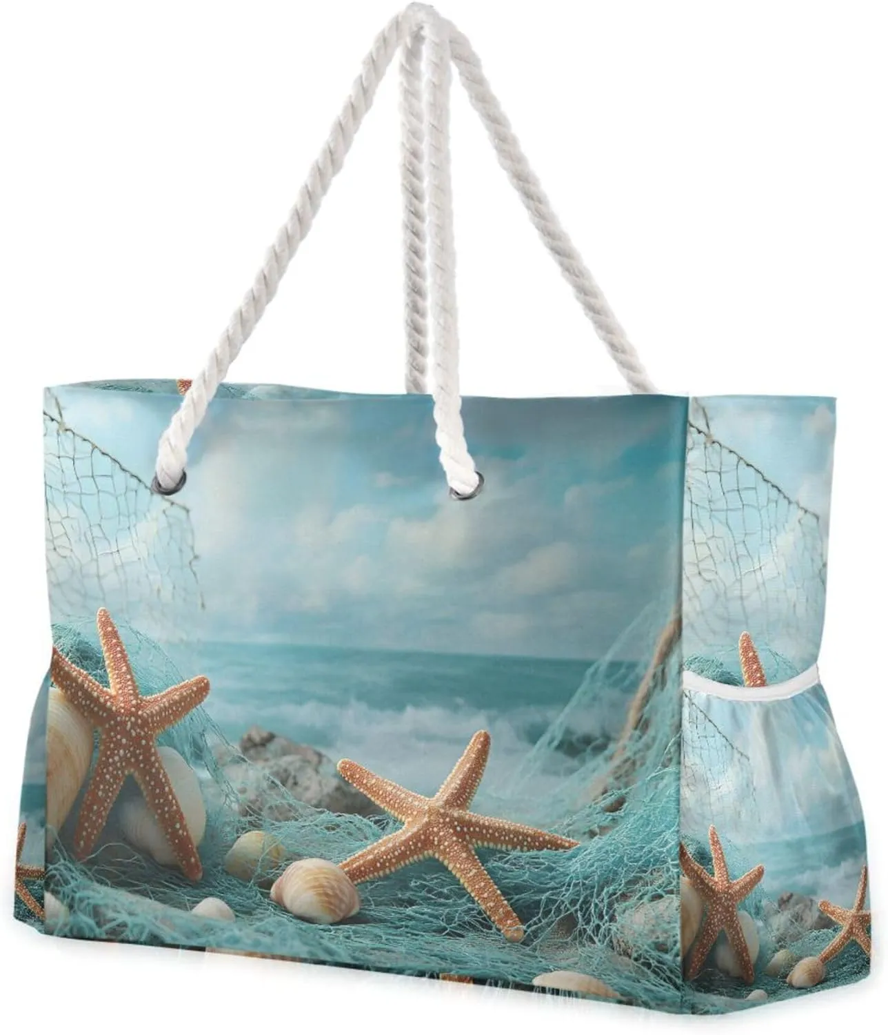 MNSRUU Large Beach Bag for Women, Summer Ocean Tote Travel Gym Swim Bag