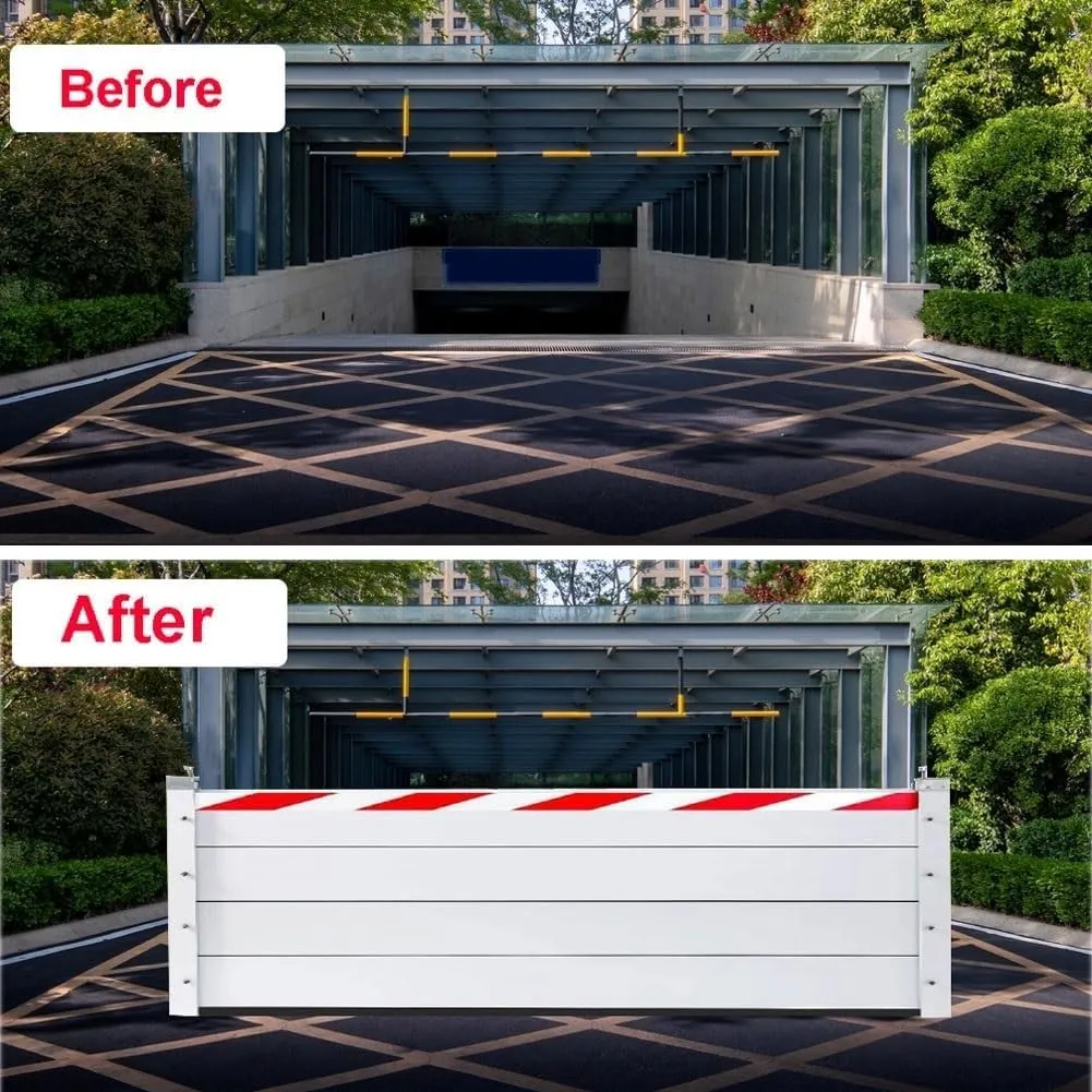 Mobile Aluminum Alloy Flood Defence Barrier for Garage Basement Front Door Driveway Reflective Warning Strip(130 * 60cm)