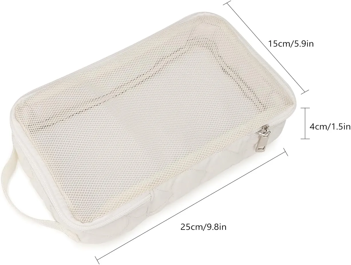 MOMIGO Baby Diaper Bag Organizer Pouches - 2 Pack Waterproof Pod Hanging Diaper Bag Mesh Bag Reusable, Washable or Baby Cloth Diapers (White)