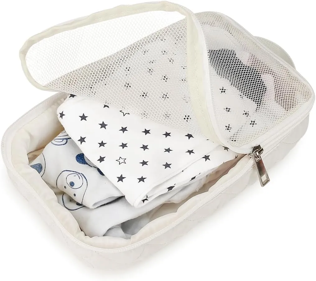 MOMIGO Baby Diaper Bag Organizer Pouches - 2 Pack Waterproof Pod Hanging Diaper Bag Mesh Bag Reusable, Washable or Baby Cloth Diapers (White)