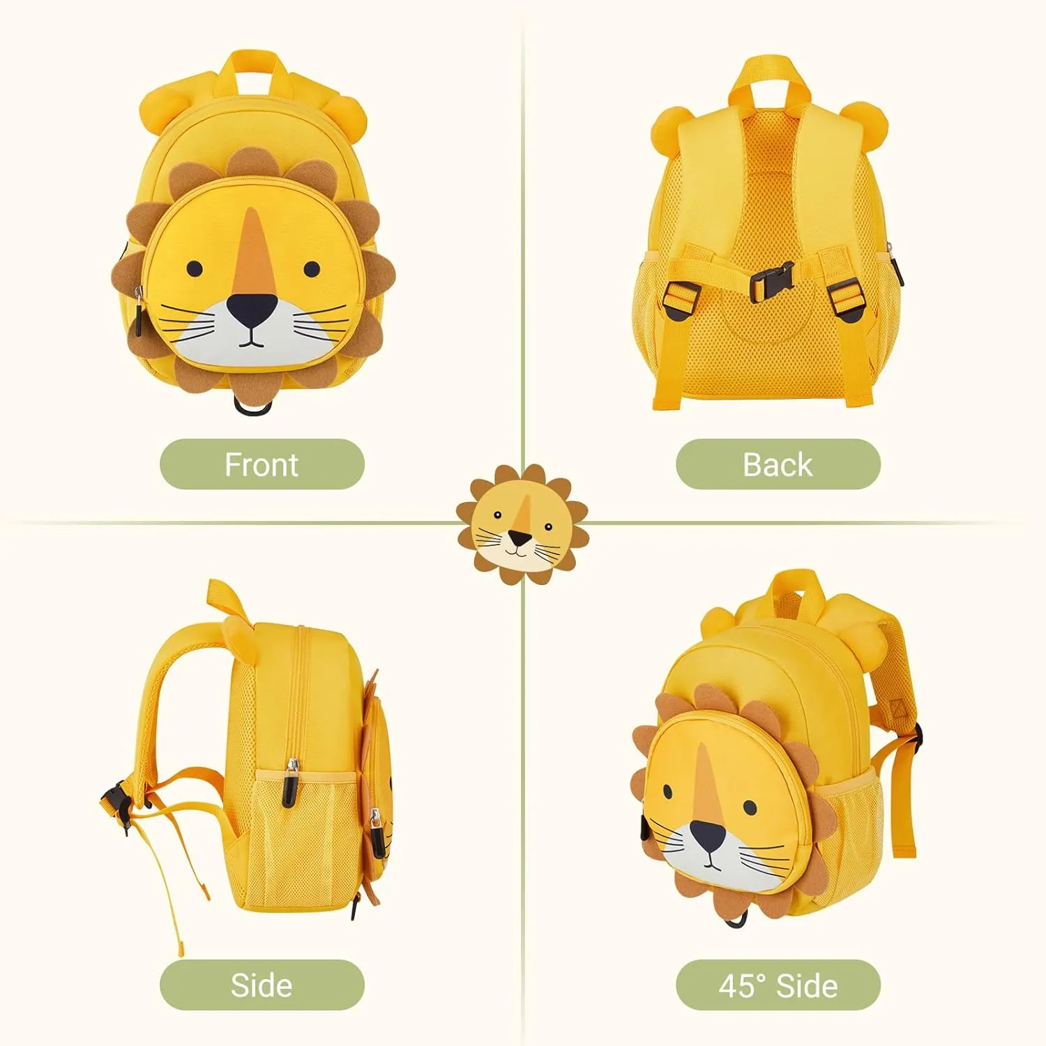 mommore Toddler Backpack for Girls Boys 2-4, 3D Cartoon Mini Kids Travel Bag, Small Baby Backpack with Toddler Leash, Chest Buckle, Water-Resistant Pre-K Schoolbag, Bee