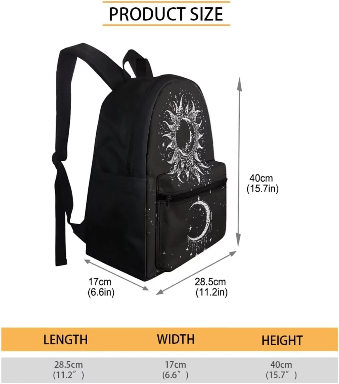 Moon Star and Sun Backpack Purse 3 PCS Middle School Bag with Lunch Box Pencil Case Set Galaxy Space School Bookbag for Elementary/Preschool/Kindergarten Back Packs Satchel Daypack