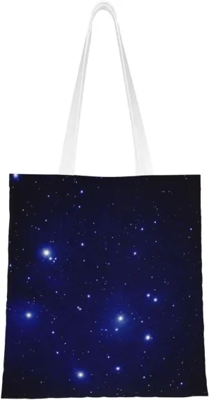 Moon Starry Galaxy Tote Bag Reusable Shoulder Tote Bag For Women Lady Vacation, Shopping, Work